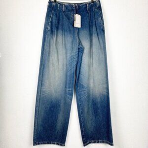 Golden Goose | Flavia Pant Wide Leg *Patch Pockets Dirty Wash Dark Blue